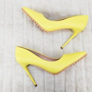 Yellow High Heel Pumps Lug Sole